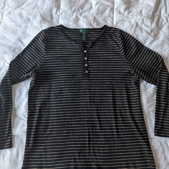 Lauren L/S Black Tee gold stripes - Picture 5 of 13